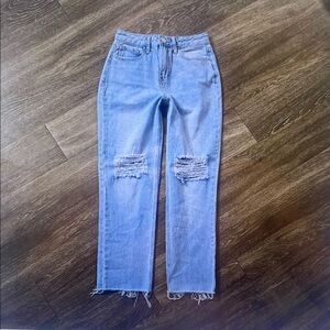 Distressed Blue Jeans